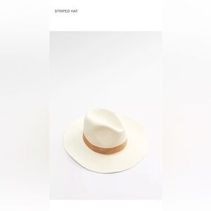 nwt zara cream hat with tan band medium